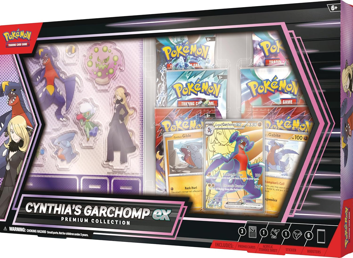 Pokemon TCG: Cynthia’s Garchomp ex Premium Collection - 6 Packs, Stickers, Promos