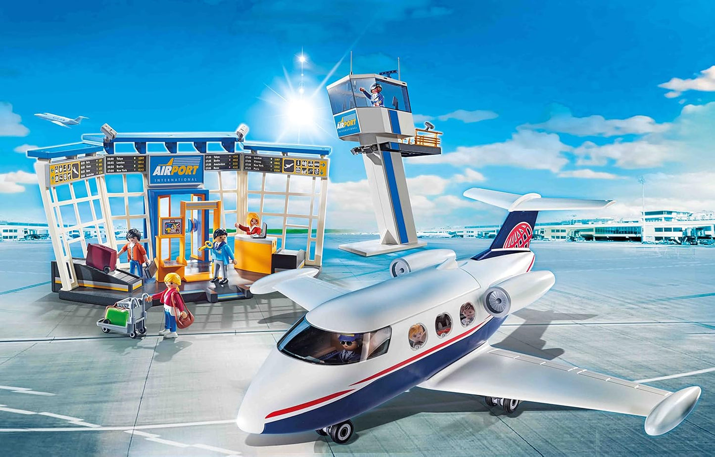 PLAYMOBIL City Action 71153 Airport with Airplane, Includes Toy Plane with Detachable Roof, Toys for Children Ages 4 and Up