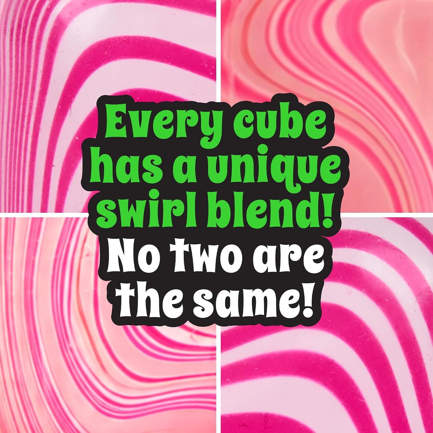 Schylling Candy Swirl Nice Cube - Sensory Squeeze Toy with Super Solid Squish - 2.25" Cube - Pink and White