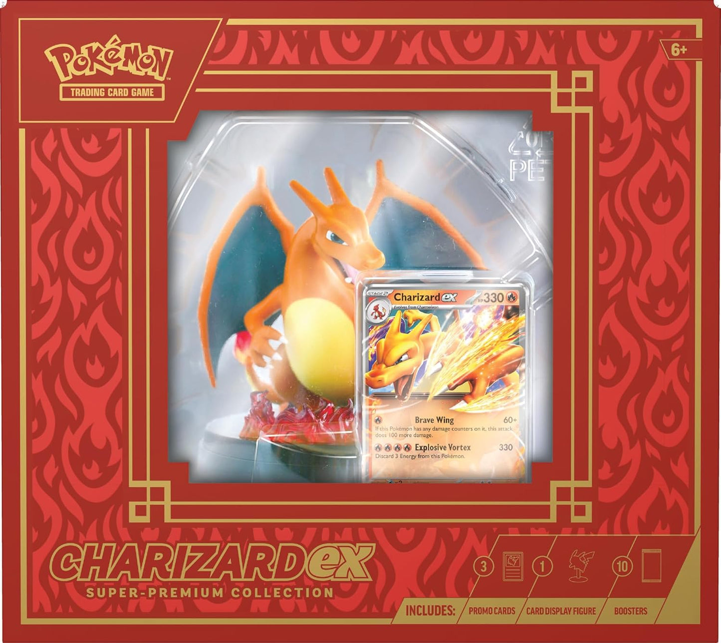 Pokemon TCG Charizard ex Super-Premium Collection (3 Foil Promo Cards, 1 Card-Display Figure & 10 Booster Packs)