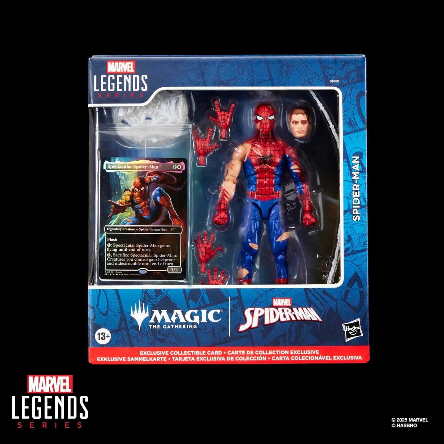 Marvel Legends Series Marvel's Spider-Man x Magic: The Gathering Battle-Damaged Spider-Man - 6-Inch Action Figure Toy & Exclusive Foil Collectible Card Game Trading Card