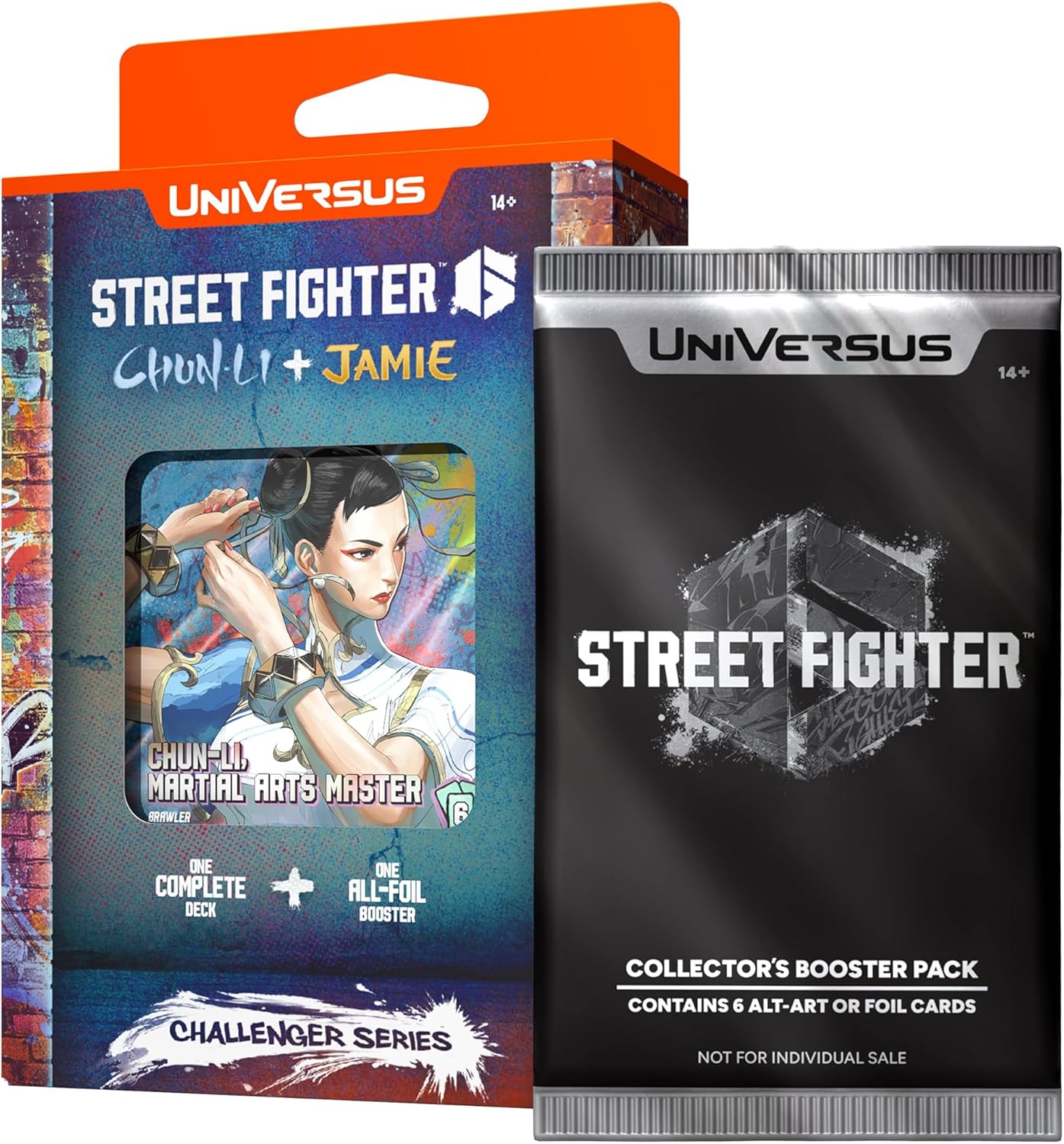 UniVersus: Street Fighter 6: Challenger Series - Chun-Li & Jamie - Deck Building Card Game, Ready to Play Character Deck, 6 Foil-Alt Art Booster Cards