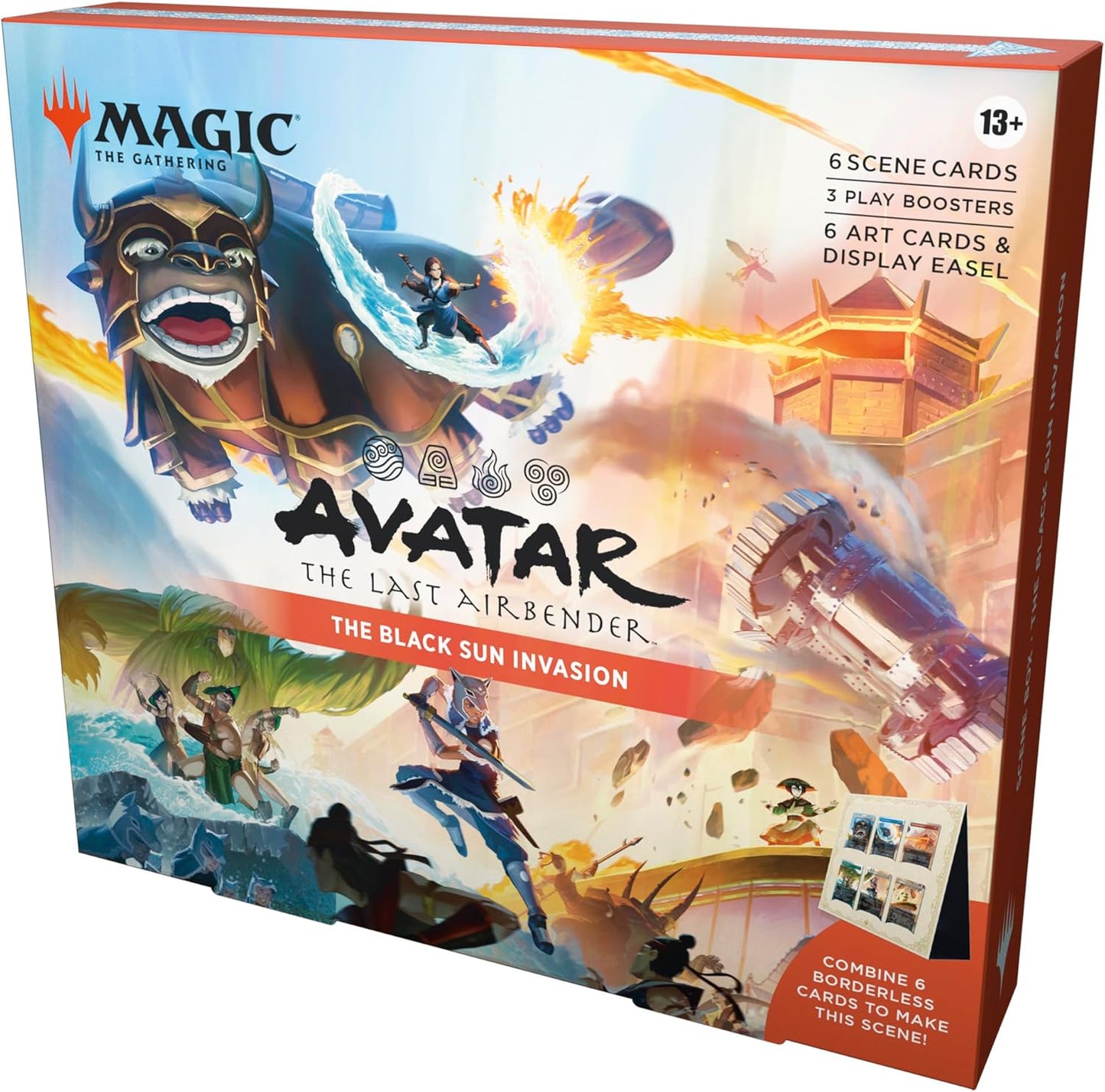 Magic: The Gathering Avatar: The Last Airbender Scene Box 1 - The Black Sun Invasion - 6 Foil Borderless Scene Cards, 6 Art Cards, 3 Play Boosters + Display Easel - Presale Ships 11/21/2025