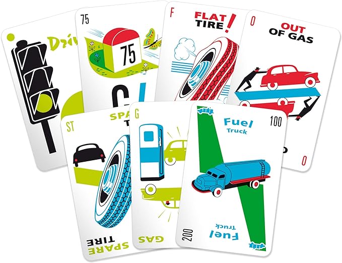 Mille Bornes Classic Racing Game, 2-6 Players, Ages 7 and Up, 20 Minute Playtime