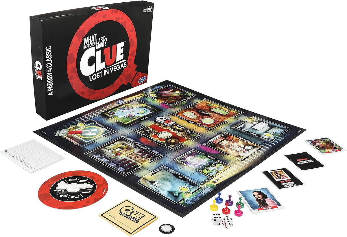Hasbro Gaming Clue: What Happened Last Night? Lost in Vegas Board Game, Adult Mystery Party Game, 2-6 Players