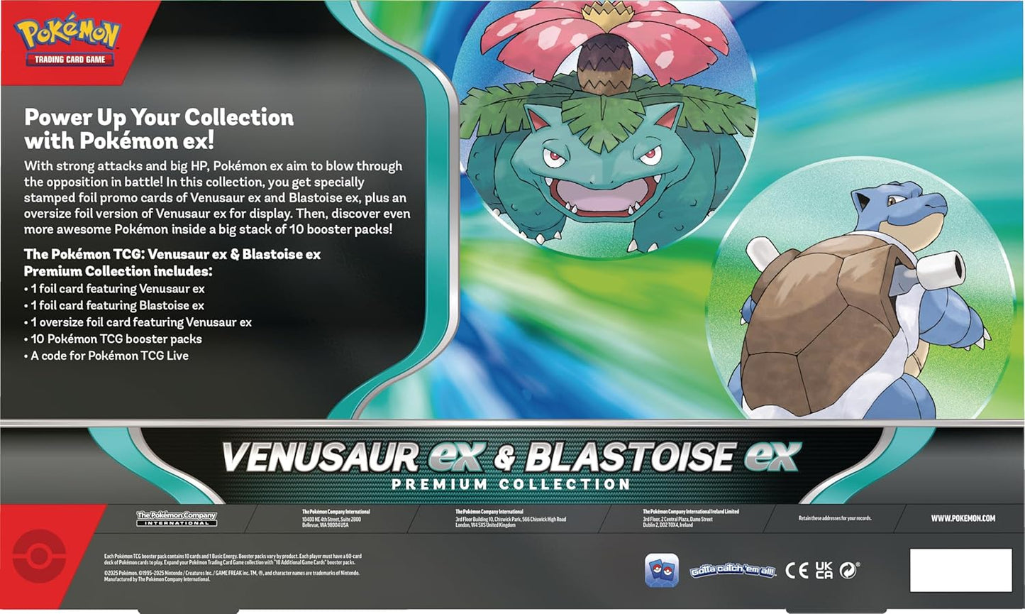 Pokemon TCG: Venusaur ex & Blastoise ex Premium Collection - 10 Packs, Promos