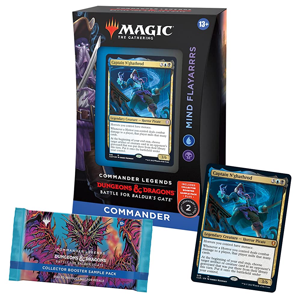 Magic: The Gathering Commander Legends: Battle for Baldur’s Gate Commander Deck – Mind Flayarrrs + Collector Booster Sample Pack