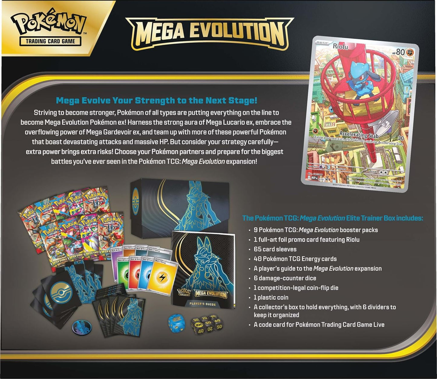 Pokemon TCG: Mega Evolution Elite Trainer Box - Mega Lucario (9 Packs, Promo Card) - Presale Ships 09/26/2025