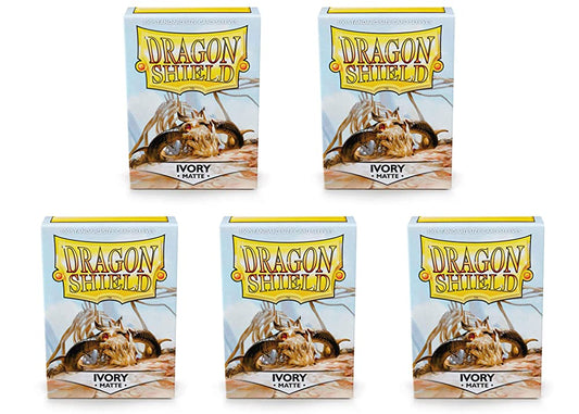 5 Packs Dragon Shield Matte Ivory Standard Size 100 ct Card Sleeves Value Bundle!