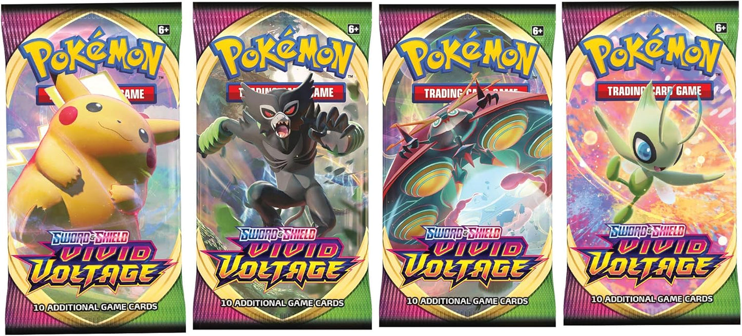 Pokemon TCG Sword & Shield Vivid Voltage Booster Pack Lot - 4 Booster Packs - 40 Cards