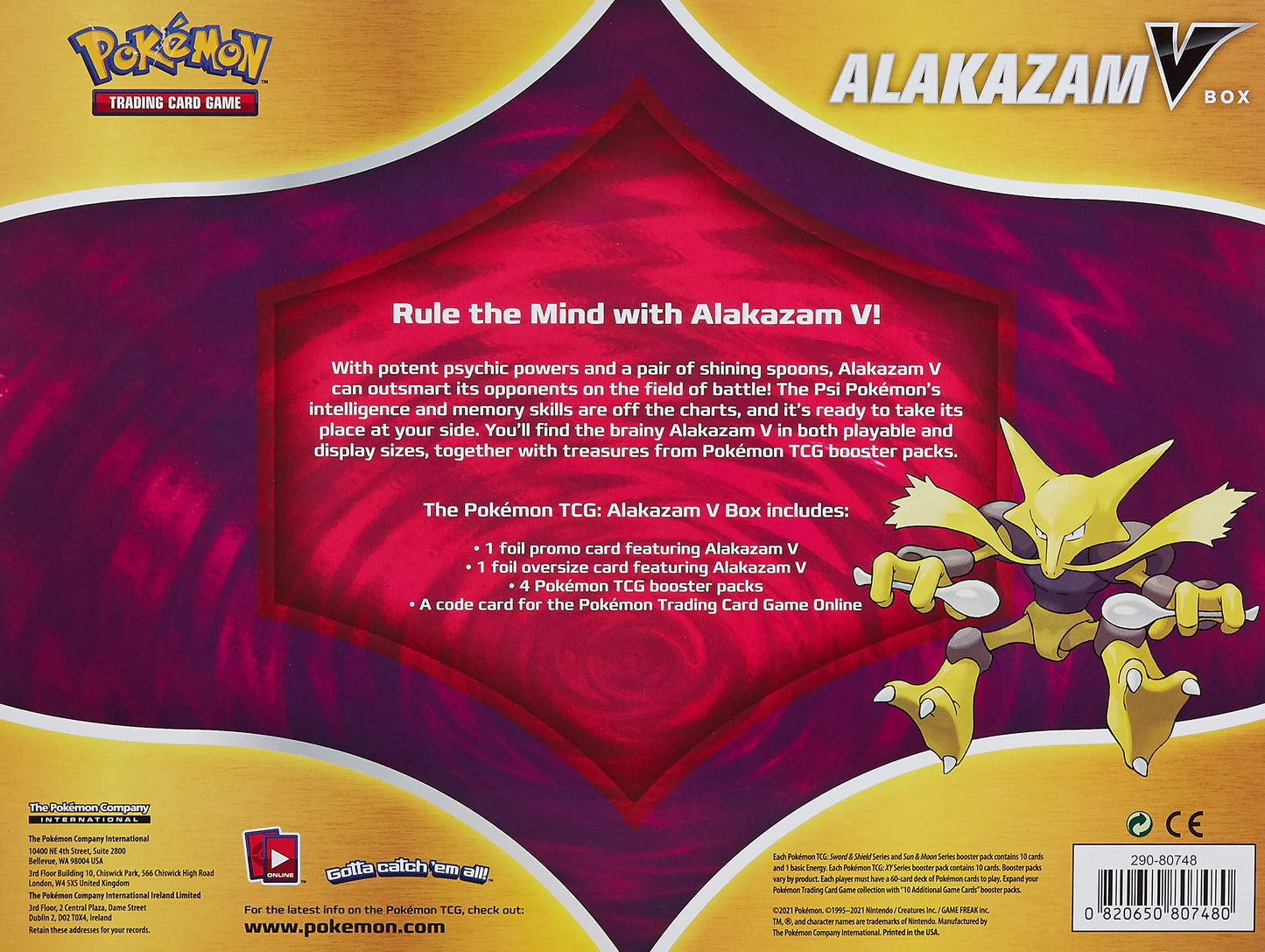 Pokemon TCG Alakazam V Box - 4 Packs, Promo Card