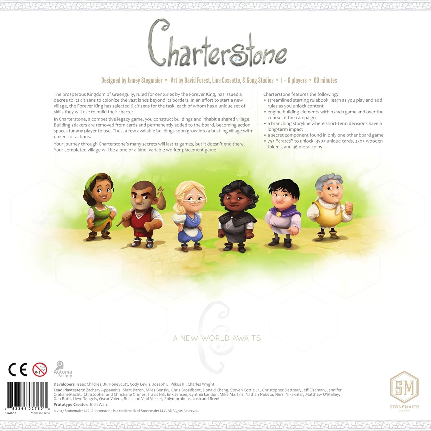 Stonemaier Games: Charterstone | A Competitive Legacy Village-Building Board Game for Adults | Witness Your City Flourish and The Board Change Forever as You Play | 1-6 Players, 75 Mins, Ages 14+