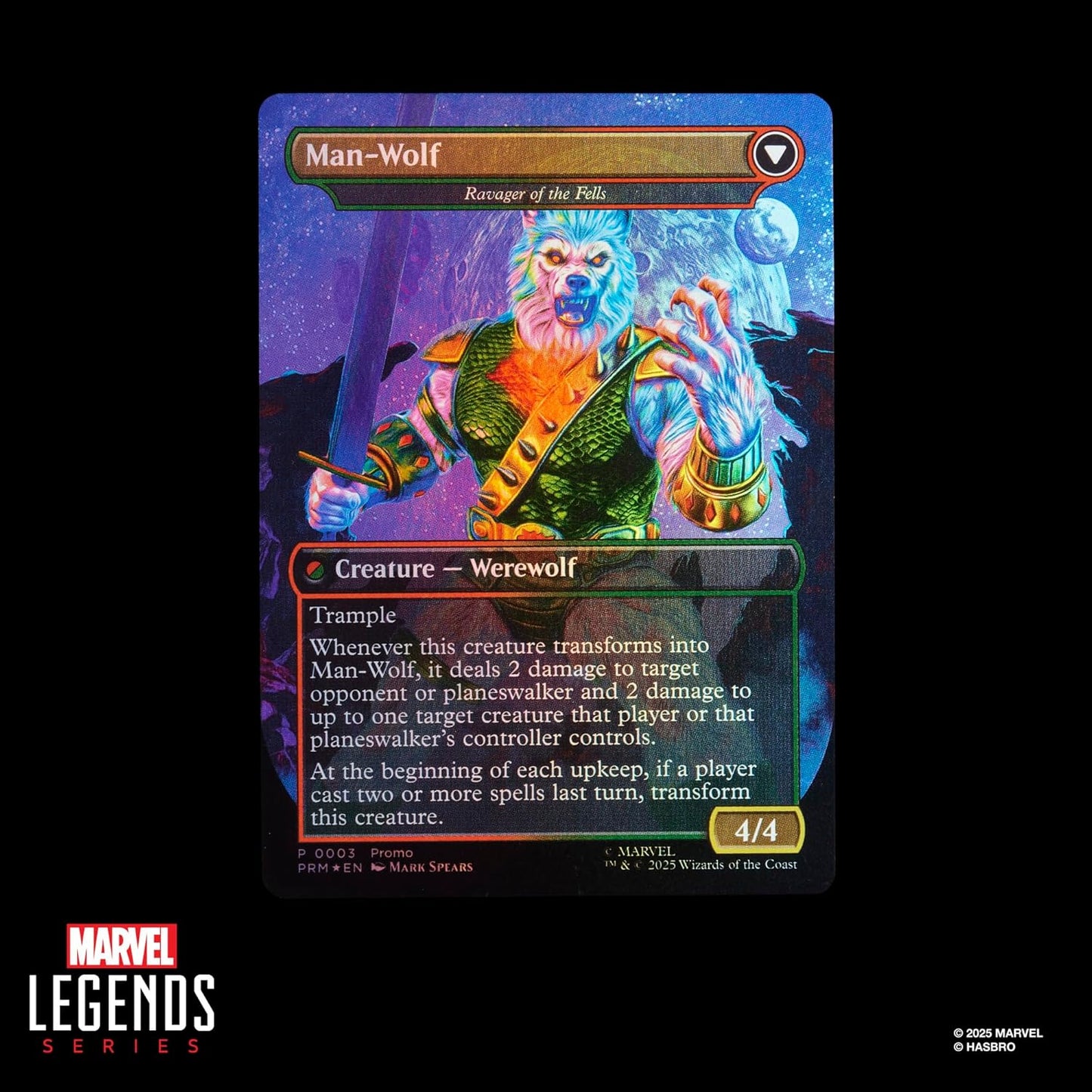 Marvel Legends Series Marvel's Spider-Man x Magic: The Gathering Man-Wolf - 6-Inch Action Figure Toy & Exclusive Foil Collectible Card Game Trading Card