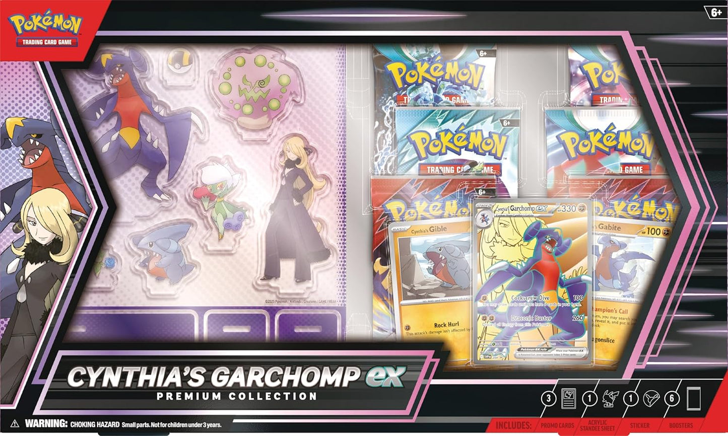 Pokemon TCG: Cynthia’s Garchomp ex Premium Collection - 6 Packs, Stickers, Promos