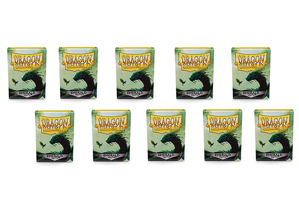 10 Packs Dragon Shield Matte Emerald Standard Size 100 ct Card Sleeves Display Case