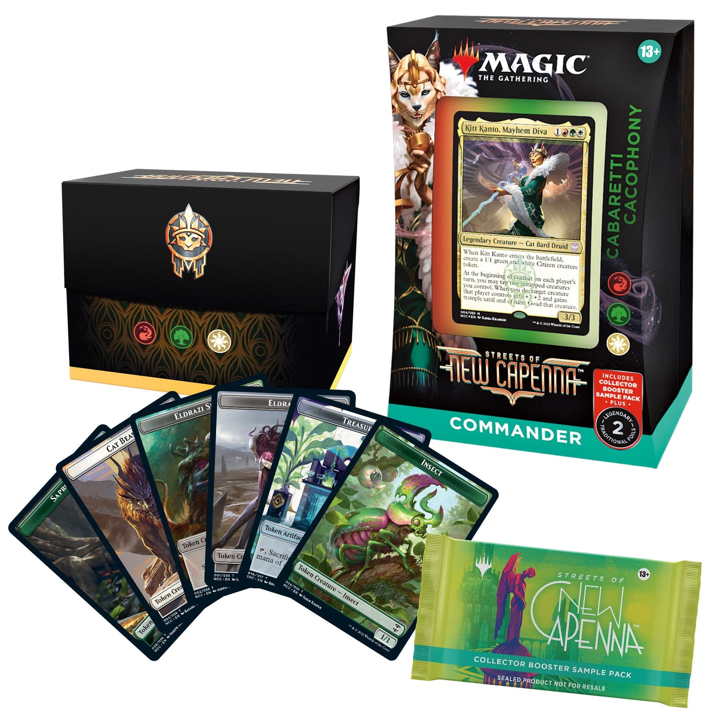 Magic: The Gathering Streets of New Capenna Commander Deck – Cabaretti Cacophony + Collector Booster Sample Pack