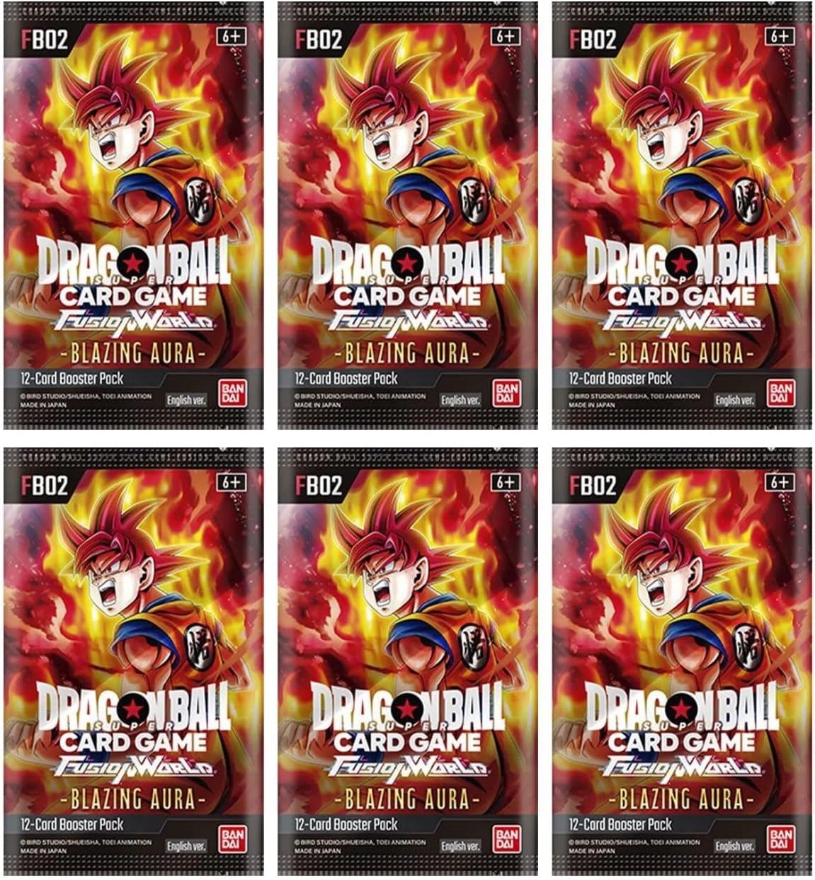 6 Packs 12 Card Booster Pack Dragon Ball Super Fusion World Blazing Aura