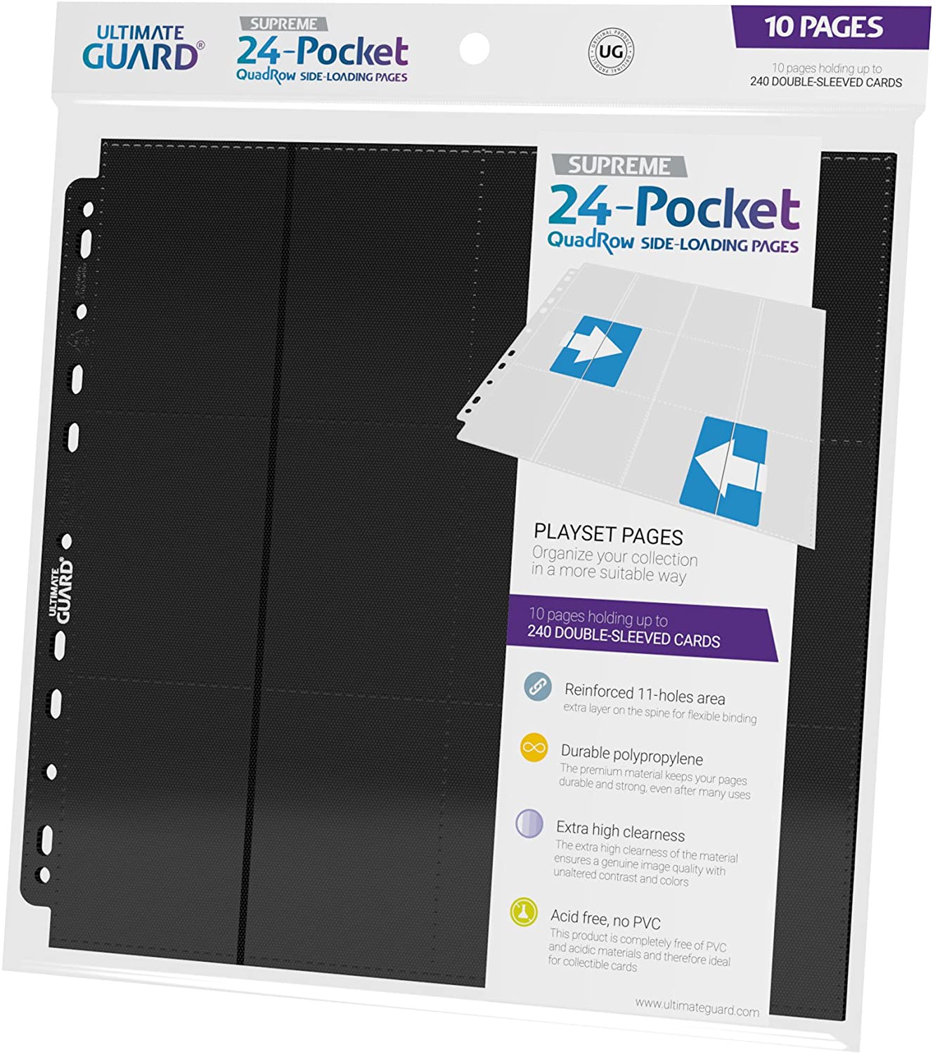 Ultimate Guard 24 Pocket Pocket QuadRow Pages - Black (10 Pages)