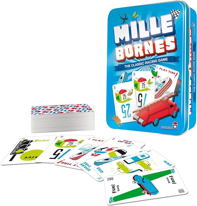 Mille Bornes Classic Racing Game, 2-6 Players, Ages 7 and Up, 20 Minute Playtime