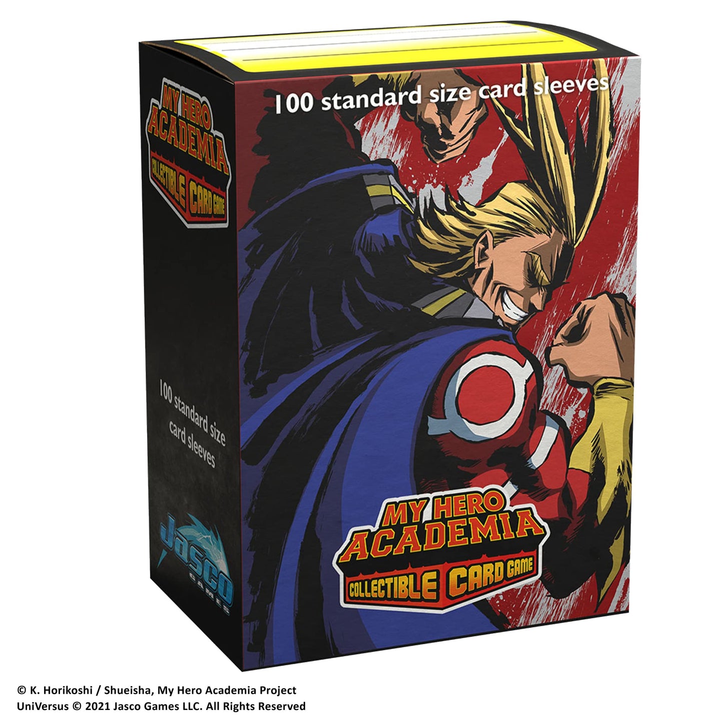 Jasco My Hero Academia Collectible Card Game All Might Flex Card Sleeves | 100 Dragon Shield Art Sleeves | Card Game Holder | PVC and Acid-Free | Designed for Use with TCG and LCG Games | Made