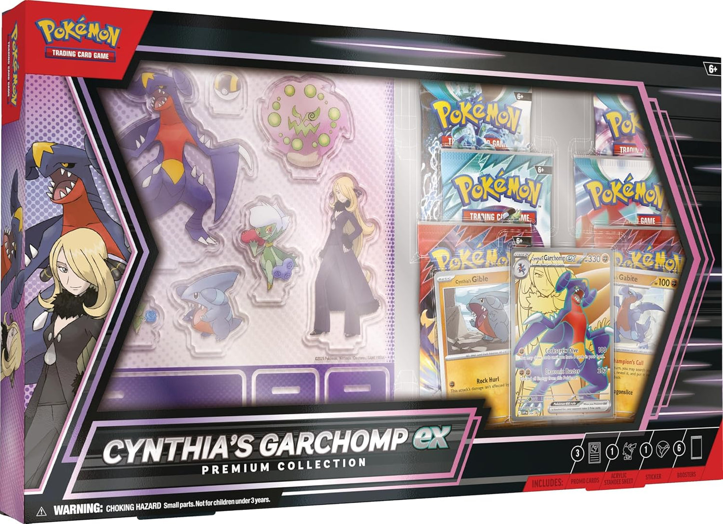 Pokemon TCG: Cynthia’s Garchomp ex Premium Collection - 6 Packs, Stickers, Promos