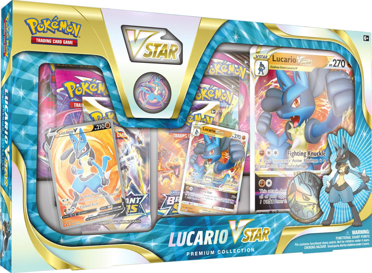 Pokemon TCG: Lucario VSTAR Premium Collection (2 Foil Promo Cards & 5 Booster Packs)