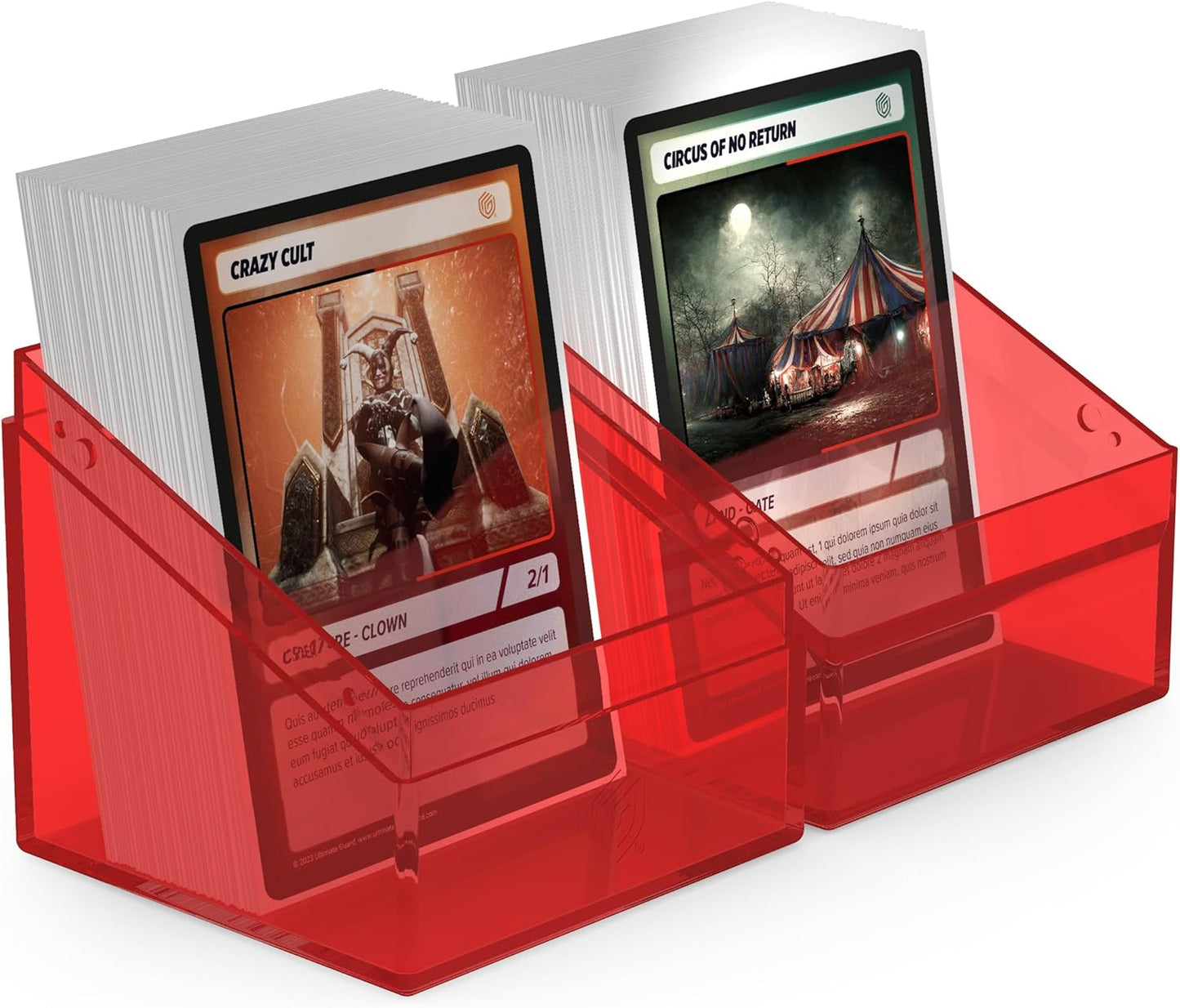 Ultimate Guard Boulder 100+ Clear, Deck Case for 100 Double-Sleeved TCG Cards, Ruby, Secure & Durable Storage for Trading Card Games, Transparent