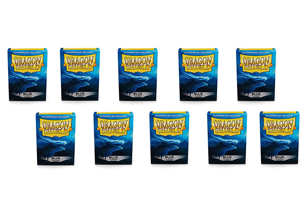 10 Packs Dragon Shield Classic Blue Standard Size 100 ct Card Sleeves Display Case