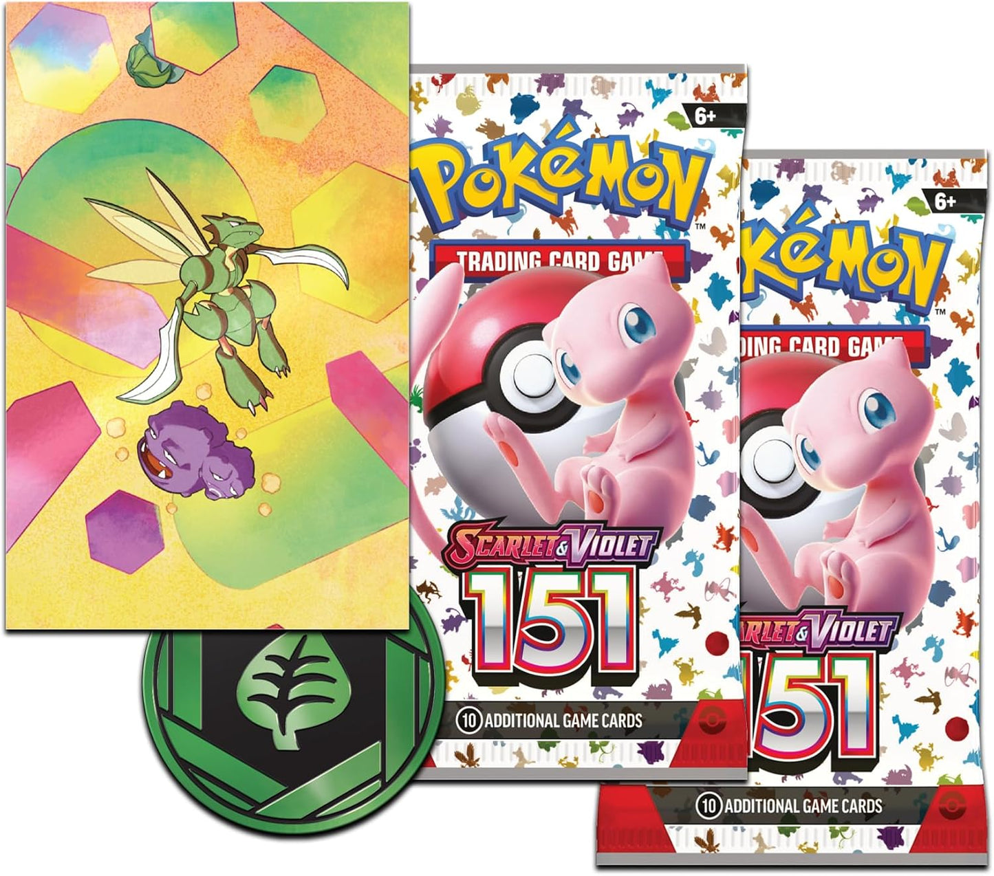 Pokemon TCG: Scarlet & Violet—151 Mini Tin – Scyther and Weezing (2 Booster Packs, 1 Coin & 1 Art Card)