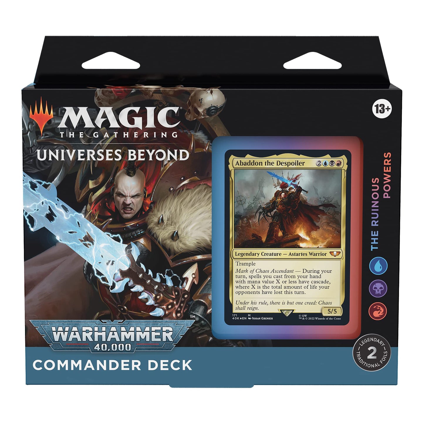 Magic: The Gathering Universes Beyond Warhammer 40,000 Commander Deck Bundle – Includes 1 The Ruinous Powers, 1 Necron Dynasties, 1 Forces of the Imperium, and 1 Tyranid Swarm