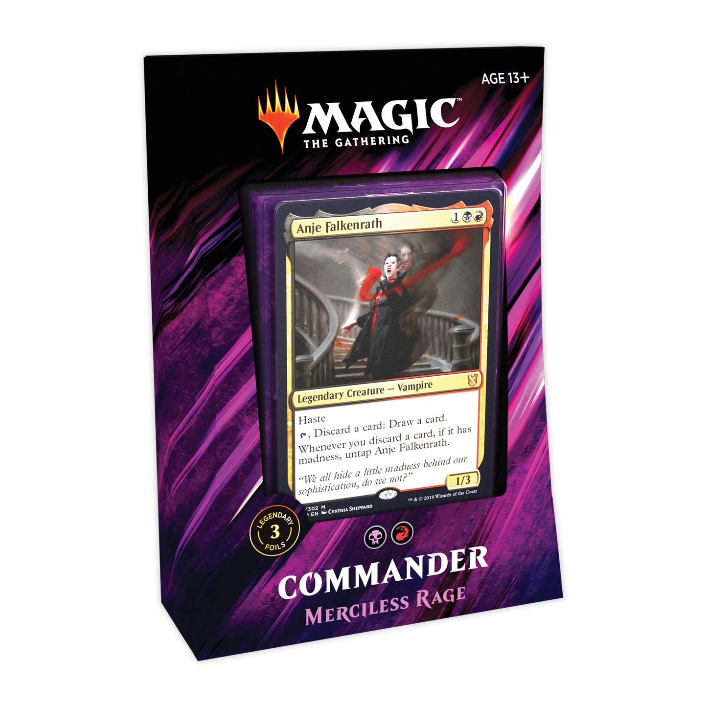 Magic: The Gathering Commander 2019 Merciless Rage Deck | 100-Card Ready-to-Play Deck | 3 Foil Commanders | Factory Sealed - Retail