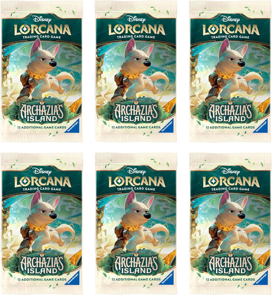 6 Packs Lorcana 12 Card Booster Pack Lorcana Archazias Island
