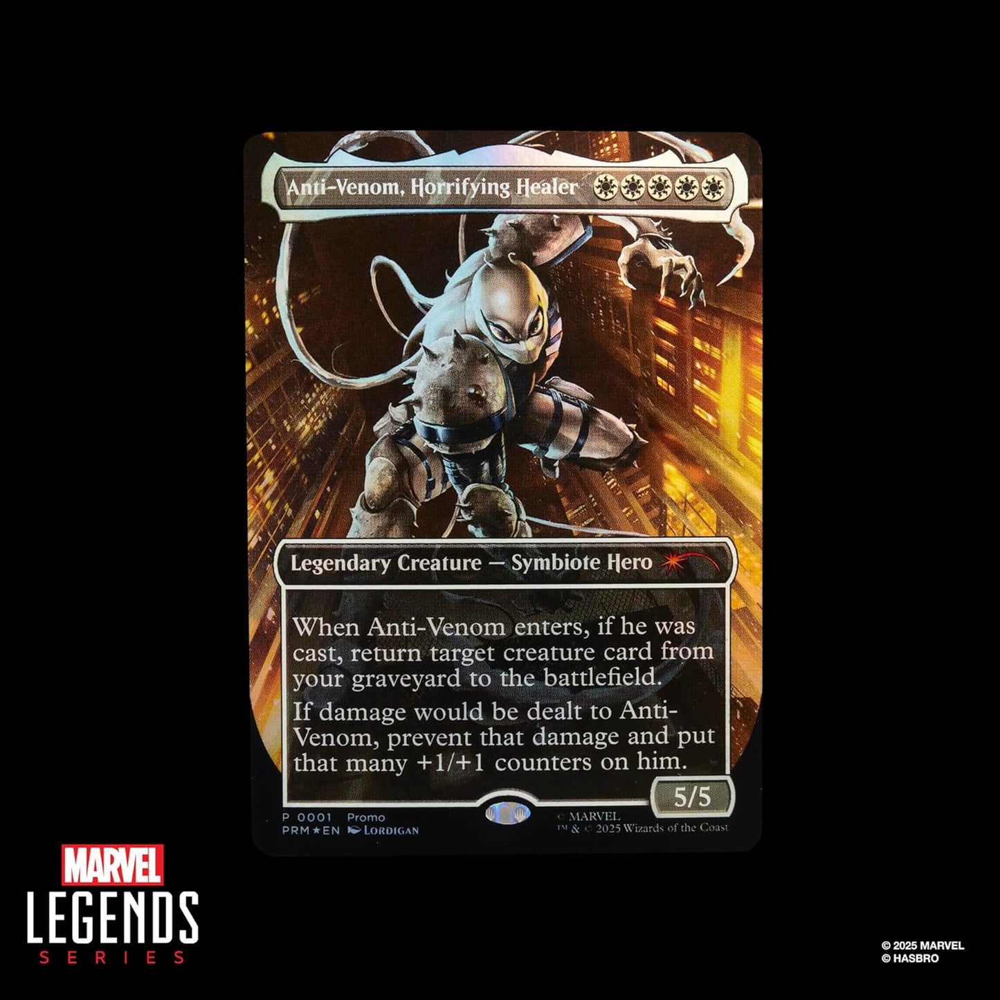 Marvel Legends Series Marvel's Spider-Man x Magic: The Gathering Anti-Venom - 6-Inch Action Figure Toy & Exclusive Foil Collectible Card Game Trading Card