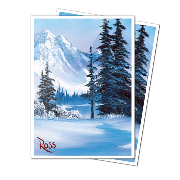 Ultra PRO - Bob Ross Winter Paradise 105ct APEX™ Deck Protector Sleeves, Bob Ross Collectibles, Art-Themed Card Sleeves, Trading Card Accessories, Vibrant Card Sleeves