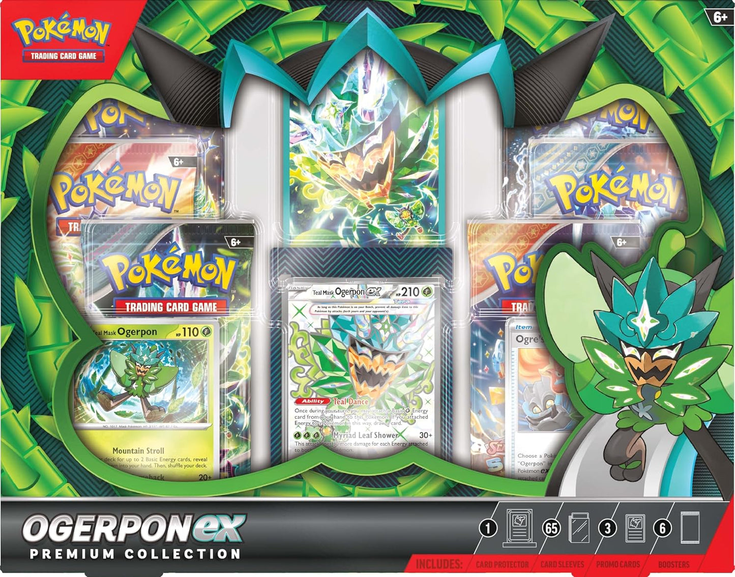 Pokemon TCG: Ogerpon ex Premium Collection (3 Foil Cards & 6 Boosters)