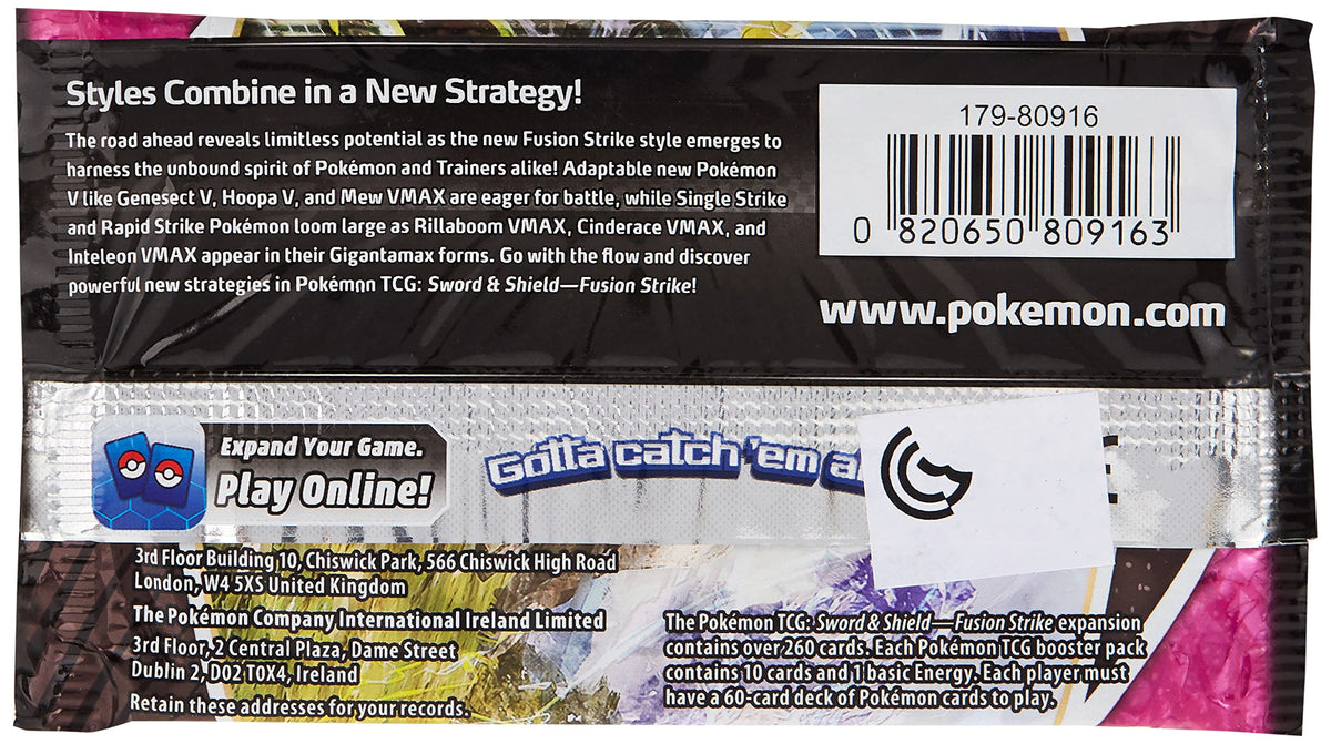 Pokemon TCG: Sword & Shield-Fusion Strike Booster Pack - 10 Cards