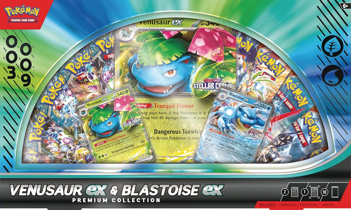 Pokemon TCG: Venusaur ex & Blastoise ex Premium Collection - 10 Packs, Promos