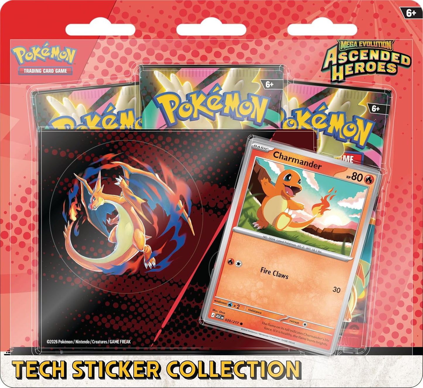 Pokemon TCG: Mega Evolution - Ascended Heroes Tech Sticker Collection - Charmander - Presale Ships 01/30/2026