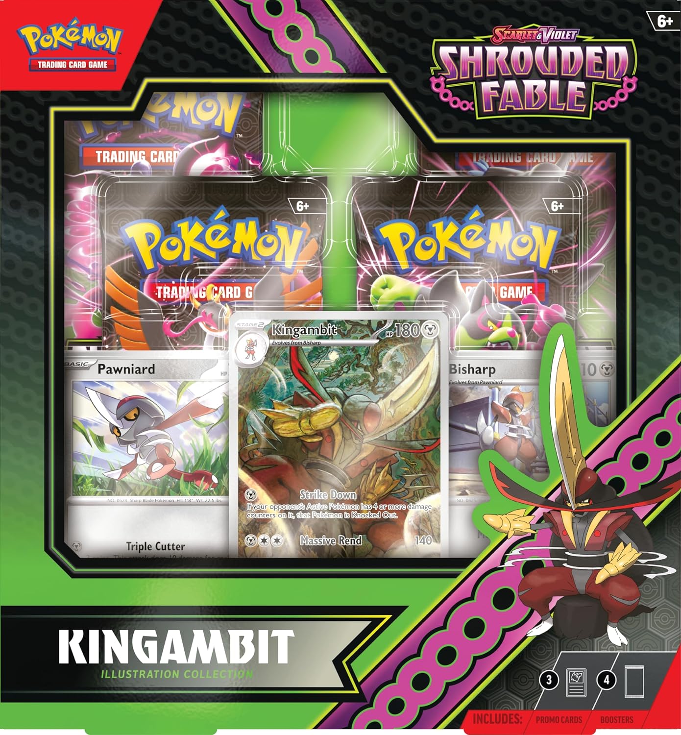 Pokemon TCG: Scarlet and Violet Shrouded Fable: Kingambit Illustration Collection (4 Packs, Promos)