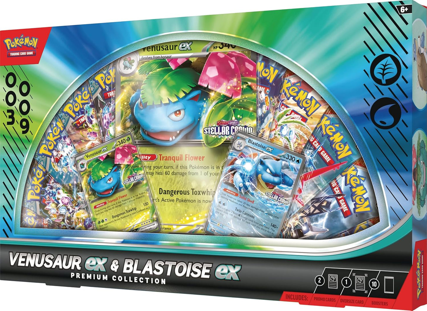 Pokemon TCG: Venusaur ex & Blastoise ex Premium Collection - 10 Packs, Promos