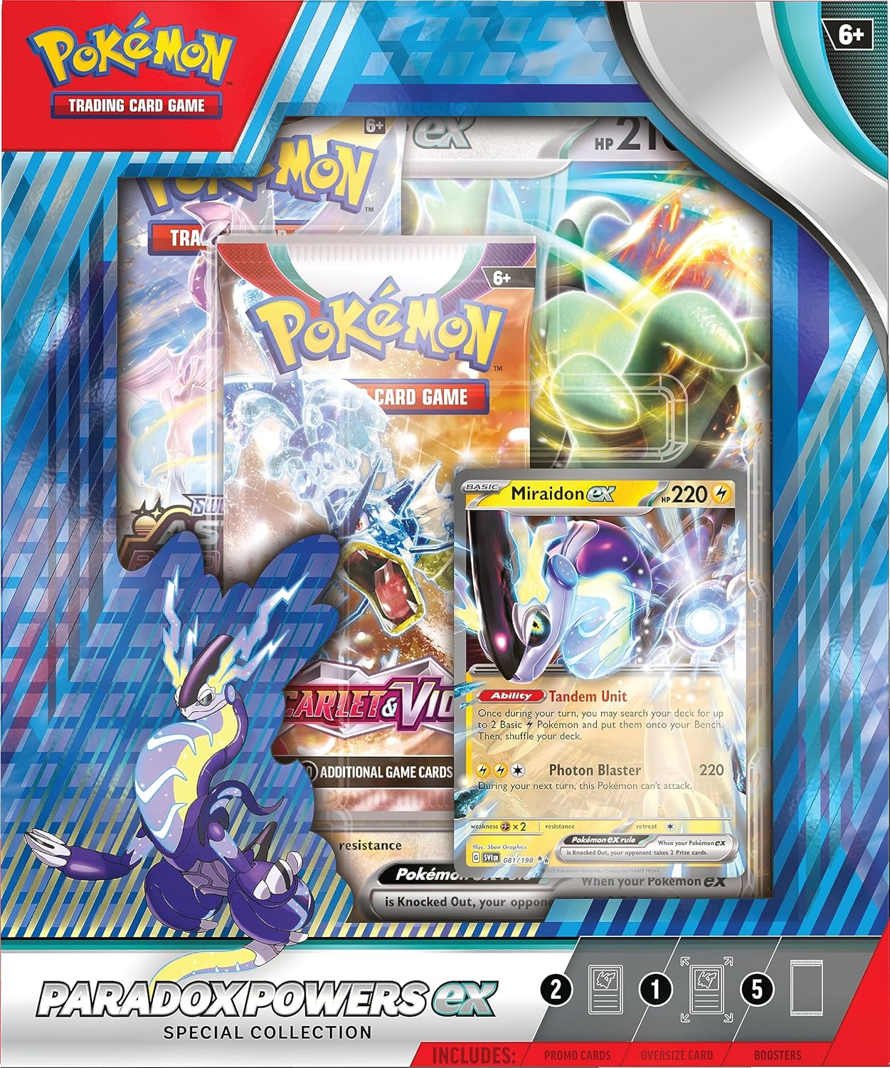 Pokemon TCG: Paradox Powers ex Special Collection - 5 Packs, Promos