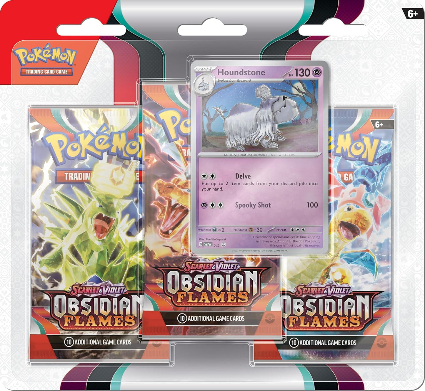 Pokemon TCG: Scarlet & Violet: SV03 Obsidian Flames: 3 Pack Booster Blister - Houndstone