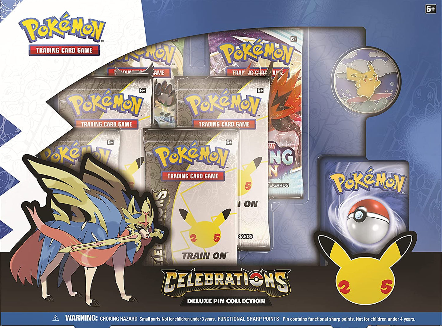 Pokemon TCG: Celebrations Deluxe Pin Collection - Zacian LV.X 25th Anniversary