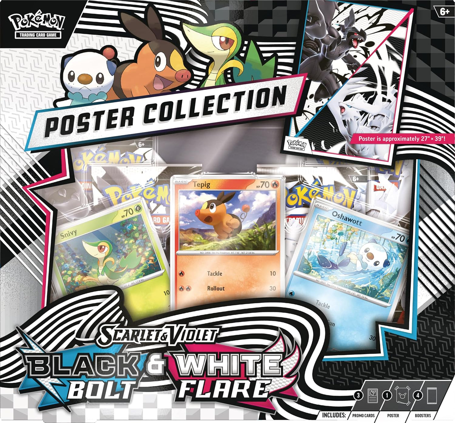Pokemon TCG Scarlet & Violet 10.5 Unova Poster Collection Box - 4 Packs