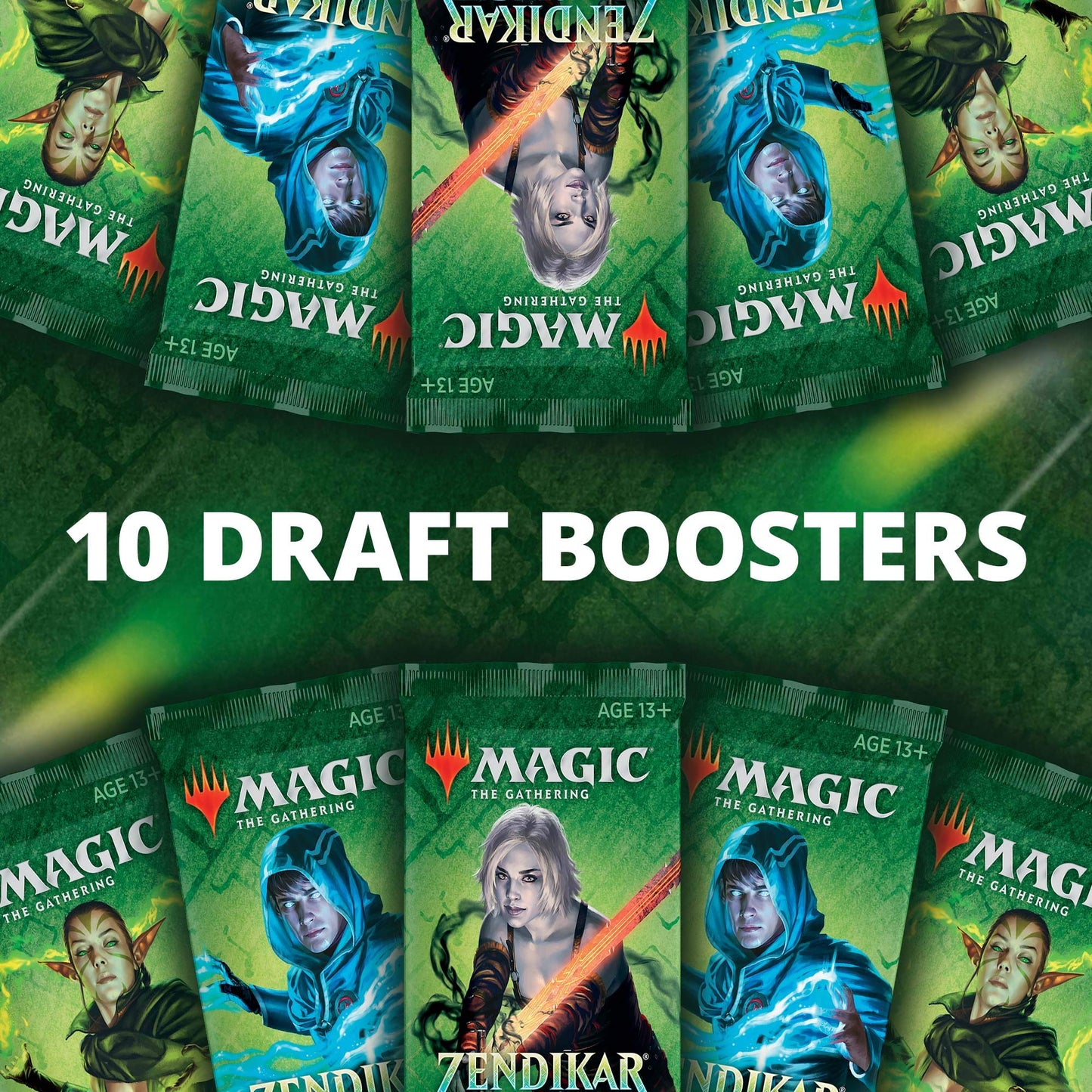 Magic: The Gathering Zendikar Rising Bundle | 10 Draft Booster Packs (150 Cards) | Foil Lands | Accessories