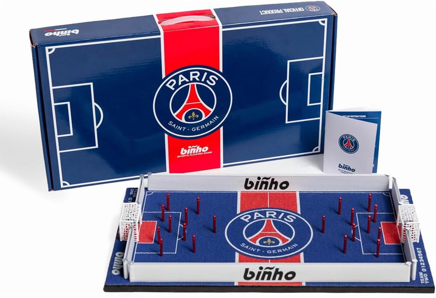Binho Board Classic Board Game Paris Saint-Germain Edition - 2-Player Fast-Paced Finger Flicker Pinball Family Board Games - Portable Tabletop Sports Game Set for Any Occasion