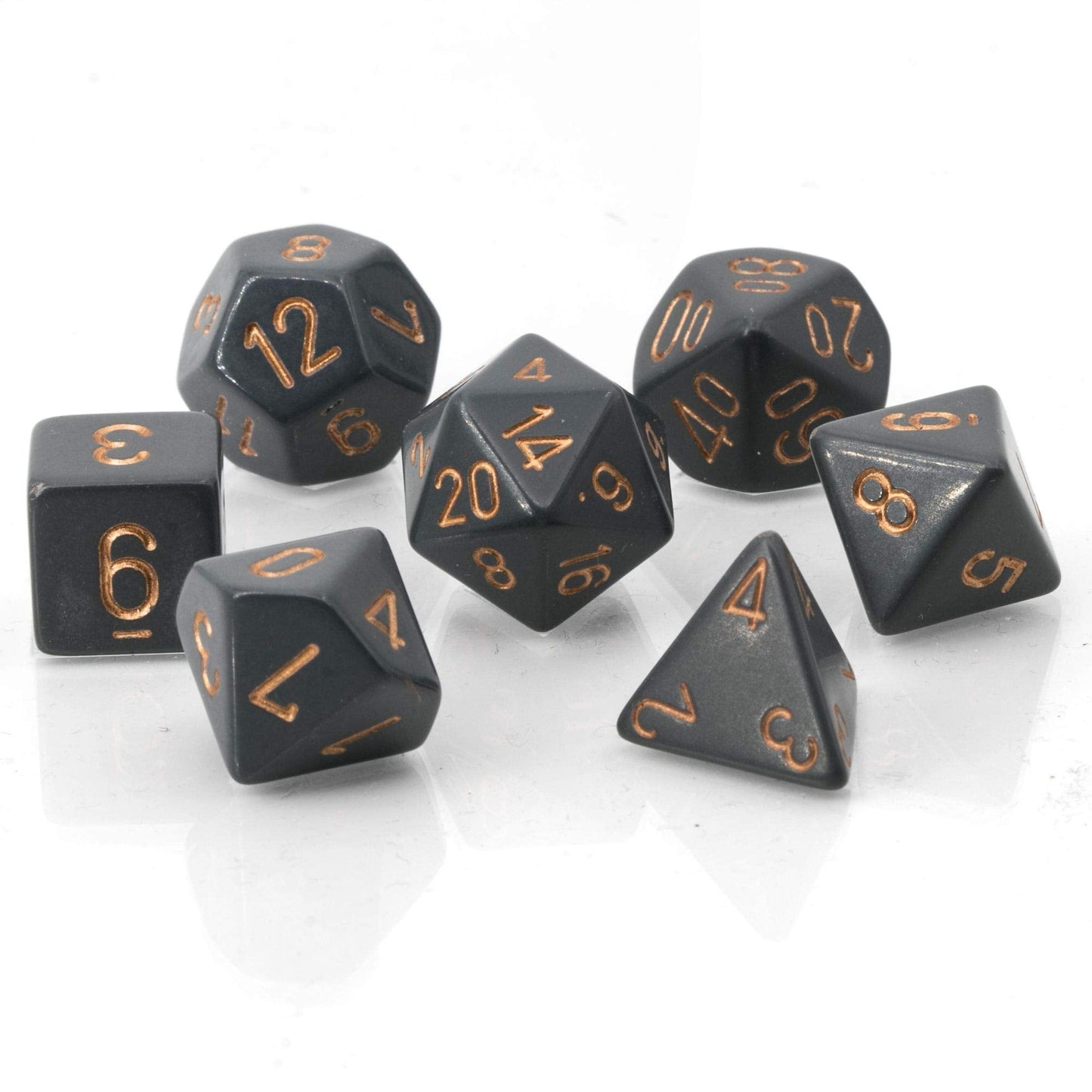 Chessex Dice: Opaque Polyhedral Dark Grey/Copper (7)