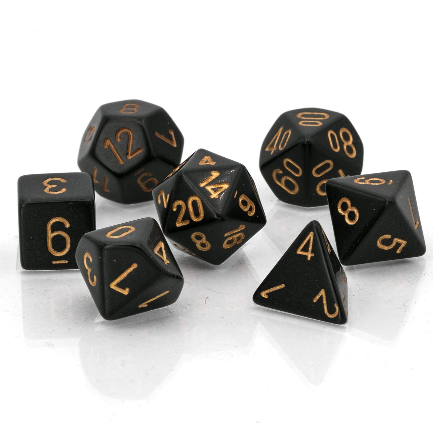 Opaque Polyhedral 7-Die Set: Black/gold Chessex
