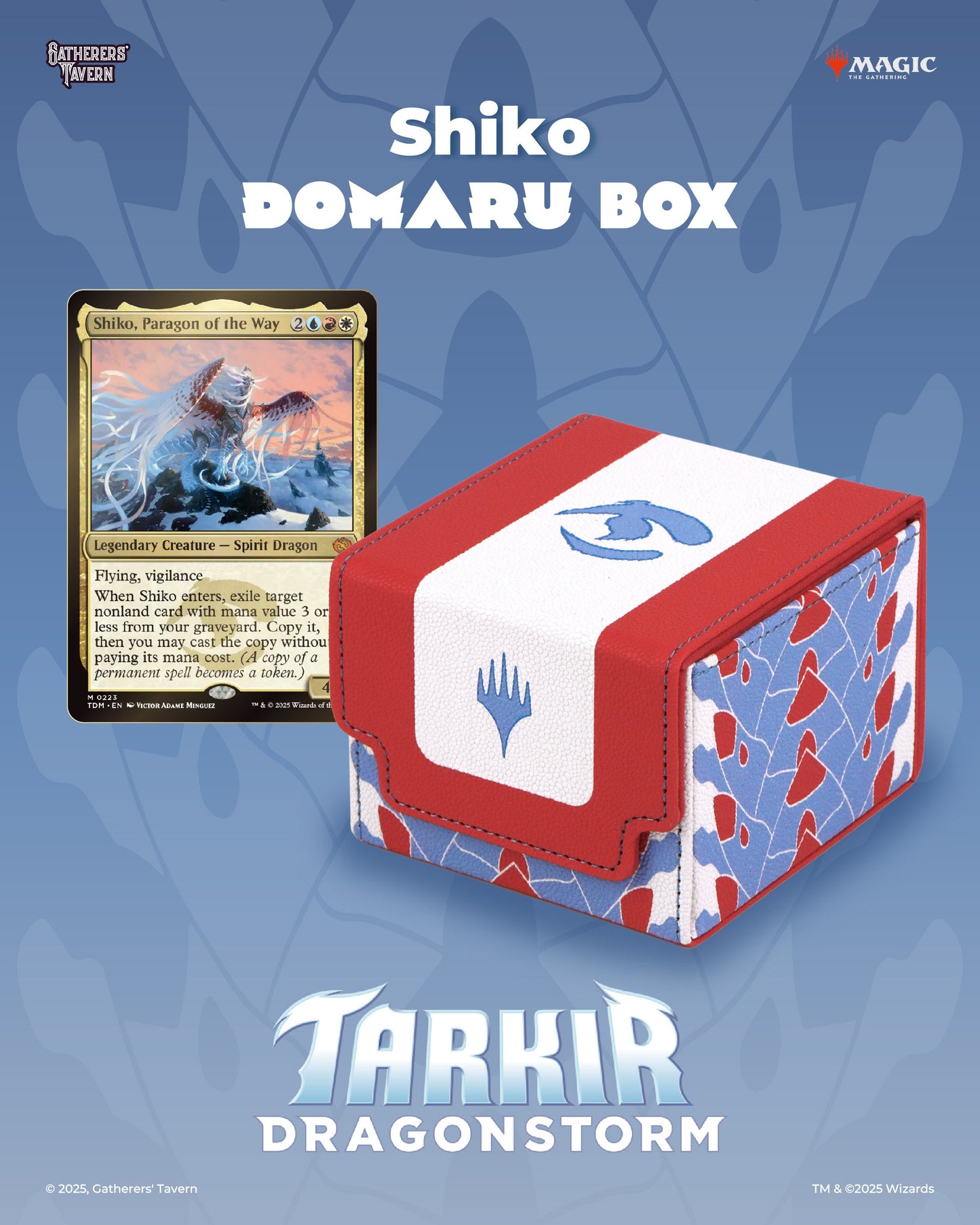 Gatherers Tavern Magic the Gathering Tarkir Dragonstorm Domaru Deck Box - Shiko (Jeskai)