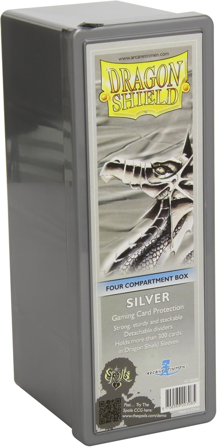 Dragon Shield Storage Box: 4 Compartments Card Game, Silver